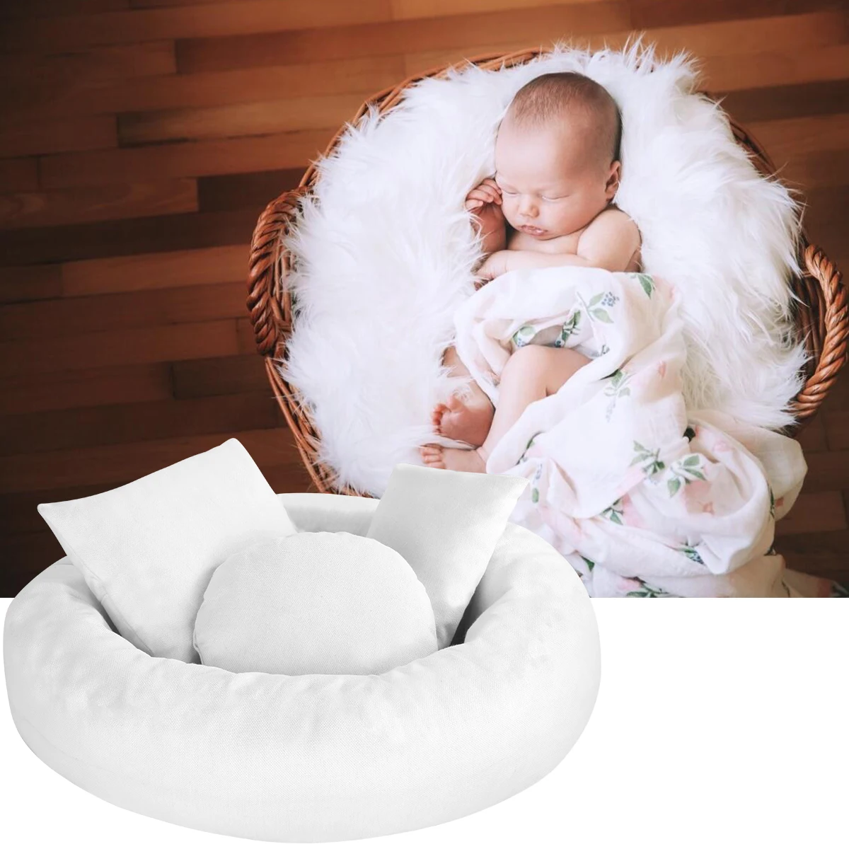 

New 4pcs/set Newborn Photography Props Set Donut Pillow Prop + 3 Posing Pillows for Infant Boy Girl подђка Free shipping