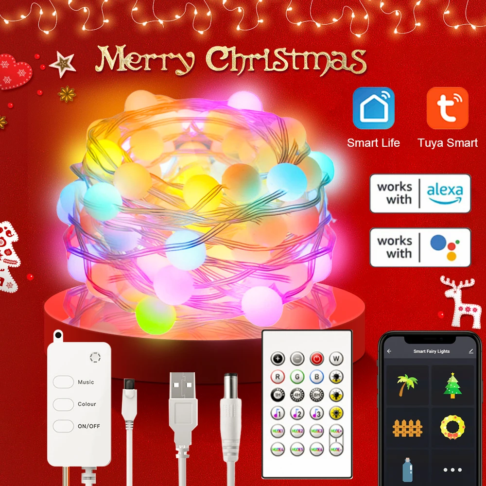 

Tuya Smart-Life Strip Lights Waterproof LED Timing Light Remotes Voice Control Strips Light Works with Amazon alexa Google home