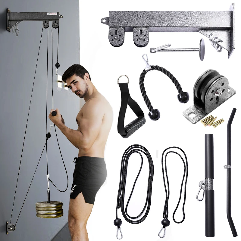 

New Fitness DIY Pulley Cable Machine Attachment System Arm Biceps Triceps Hand Strength Trainning Home Gym Workout Equipmen Set