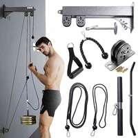 new fitness diy pulley cable machine attachment system arm biceps triceps hand strength trainning home gym workout equipmen set
