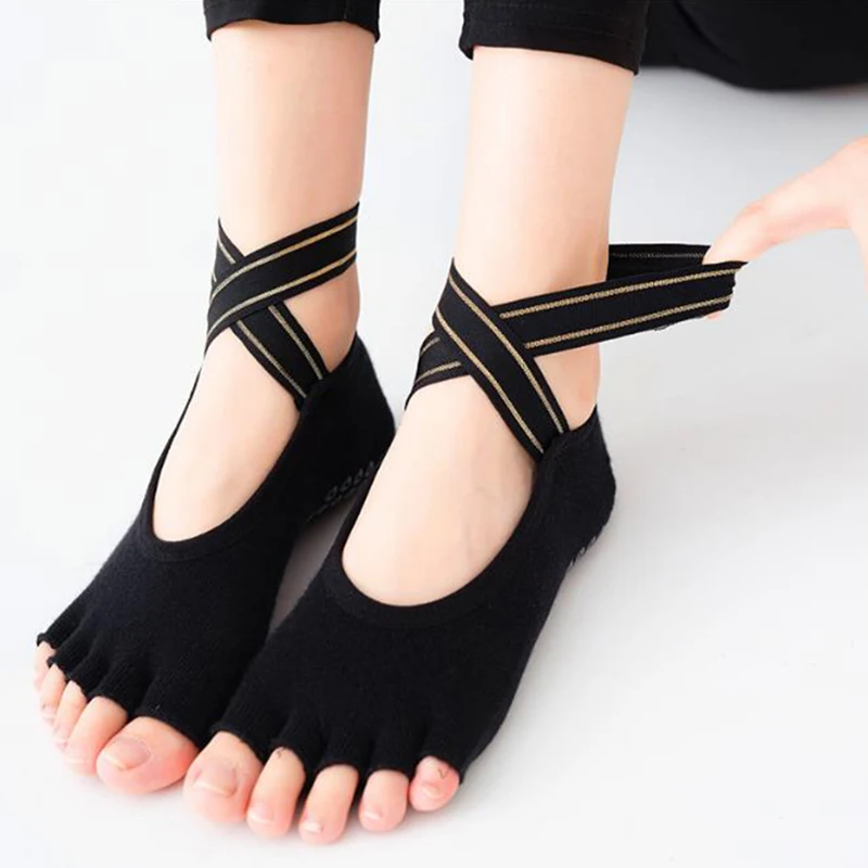 

Women High Quality Bandage Yoga Socks Anti-Slip Quick-Dry Damping Pilates Ballet Socks Good Grip For Men&Women Cotton Socks