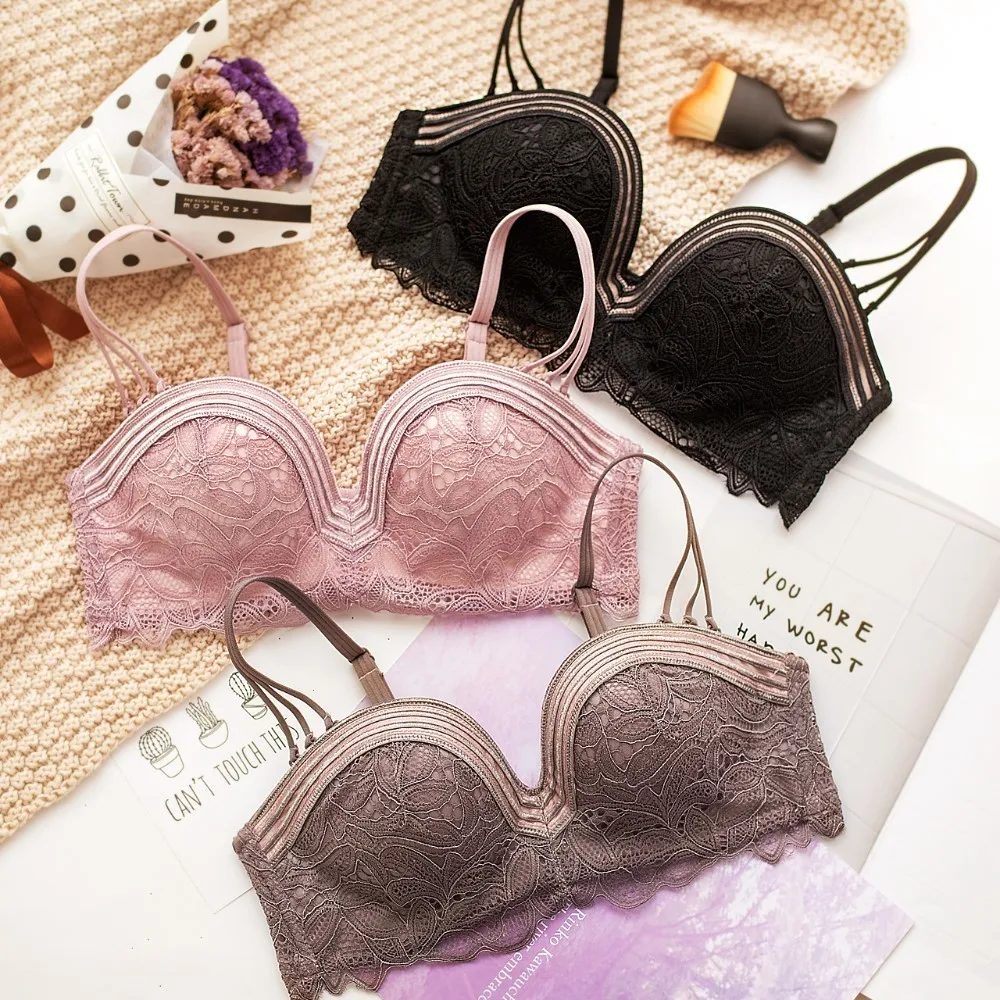 

Roseheart New Women Fashion Sexy Lingerie Wireless Bralette Lace Trim One-Piece Cotton Panties Push Up Bra Sets Underwear