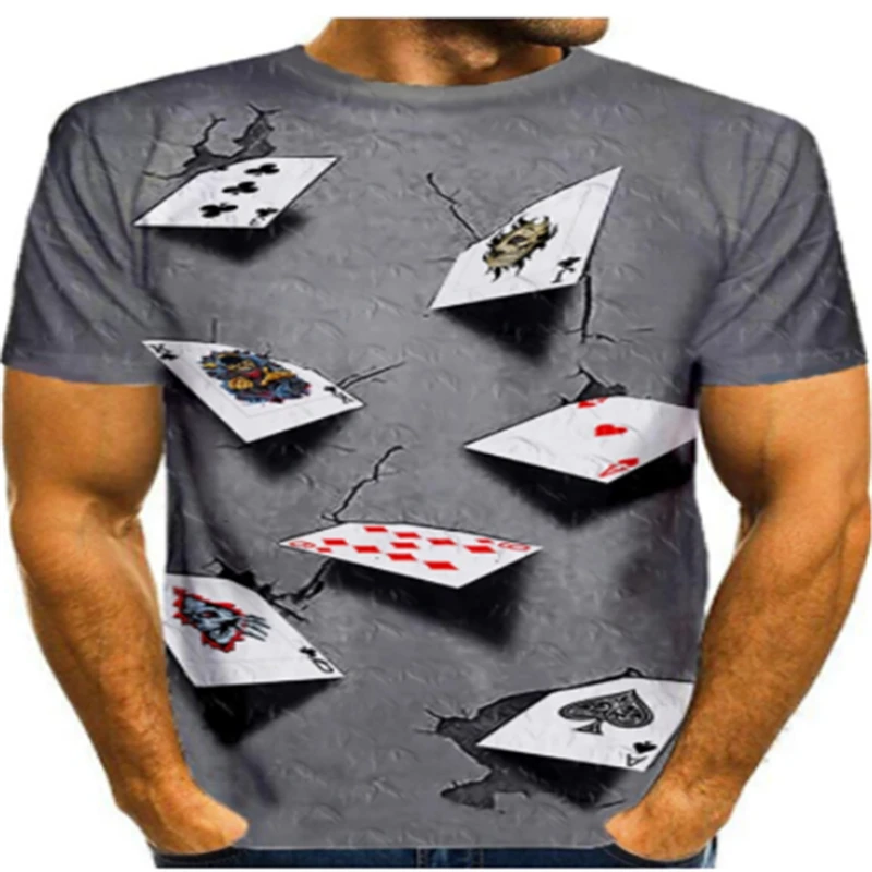 

3d Tshirt Playing Cards T-shirt Men Gambling Anime Clothes Hip Hop Tshirt Printed Mens Clothing summer Printed Male Tops