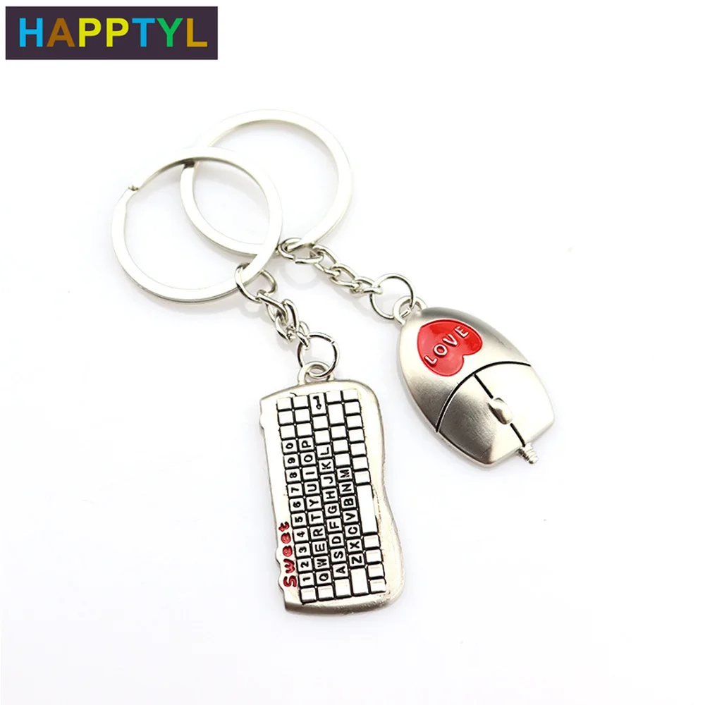 HAPPTYL 1 пара модных свадебных украшений клавиатура мышь металлический брелок для