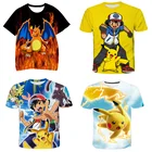 Футболка с покемоном, новинка 2022, мультяшная футболка, одежда с 3D принтом покемона, футболка для девочек и мальчиков, Повседневная Уличная одежда, детский подарок на день рождения