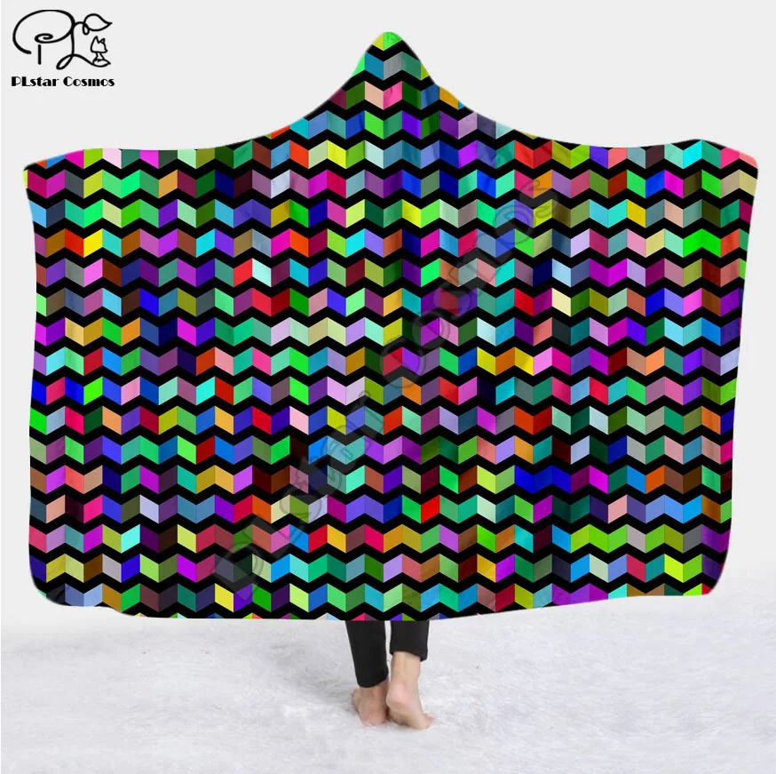 

Cool Psychedelic Graffiti Character Hooded Blanket Adult colorful child Sherpa Fleece Wearable Blanket Microfiber Bedding c-030