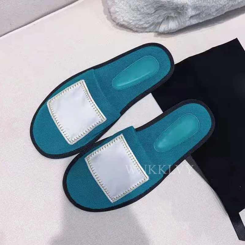 

Autumn winter new flat heel knitting slippers women multicolor leisure home comfortable mules cloth slippers for lady 2021