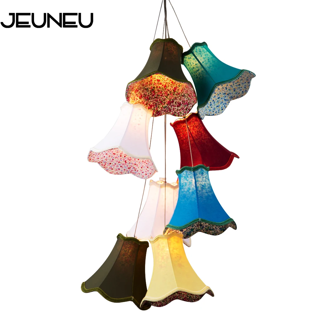 Современные кластеры красочные тканевые тени G4 подвесные светильники led шнур/8