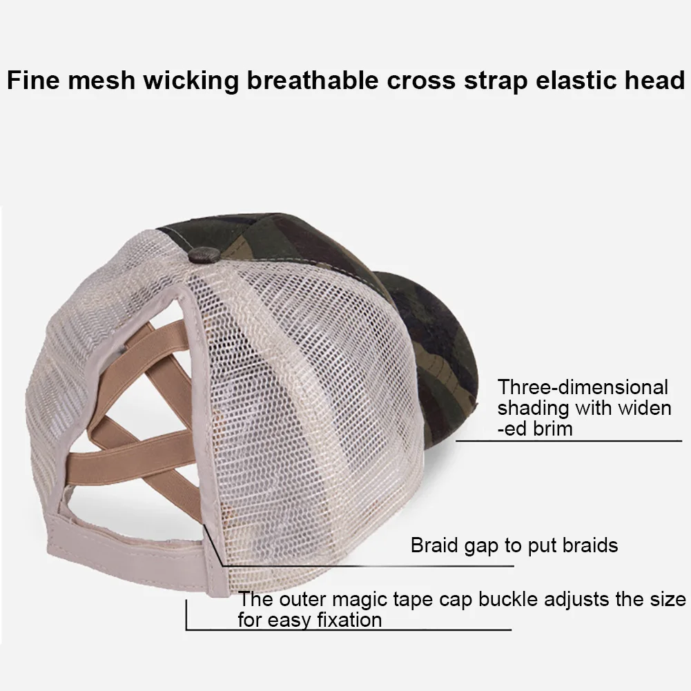 

Ponytail Criss Cross Baseball Cap Outdoor Sports Adjustable Anti UV Mesh Hat