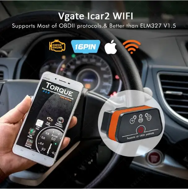 Считыватель кодов Vgate ICAR2 Wi Fi ELM327 OBD2 для IOS iPhone iPad Android ICAR 2 адаптер 327 OBD II