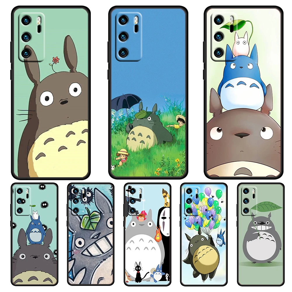 

Anime innocent cute totoro For Huawei P50 P40 P30 P20 Pro Plus 5G 2019 E P10 P9 Lite mini 2017 Silicone Soft Black Phone Case