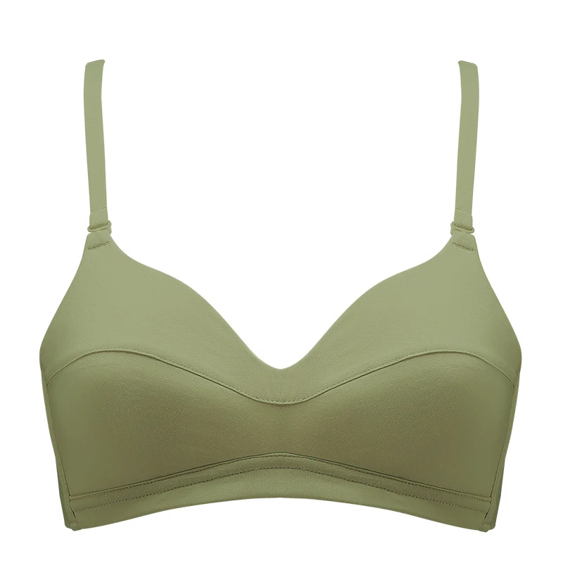 

Stitching Women Bra Push Up Wireless Thin Lady Lingerie Triangle Cup Modal Bras Comfortable Wireless Simple V Collar Underwear