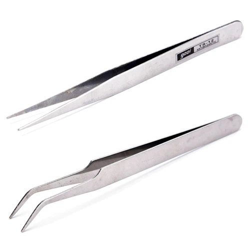 

2 Pcs Stainless Steel Tweezers With Anti-skid Slot Nipper Forceps Nail Tools