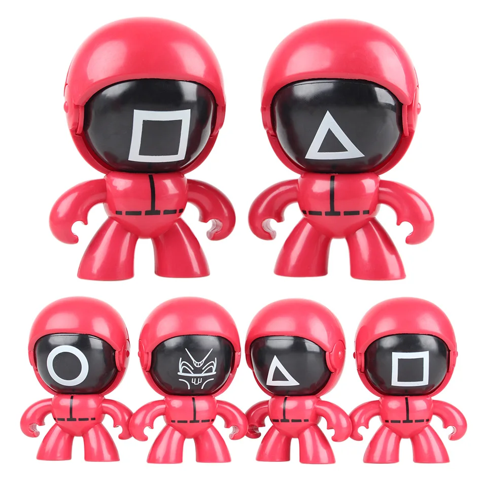 

New Squid Game Figures Kawaii Face-changing Squid Game Doll Presses To Show Different Expressions Keychain Pendant Creative Gift