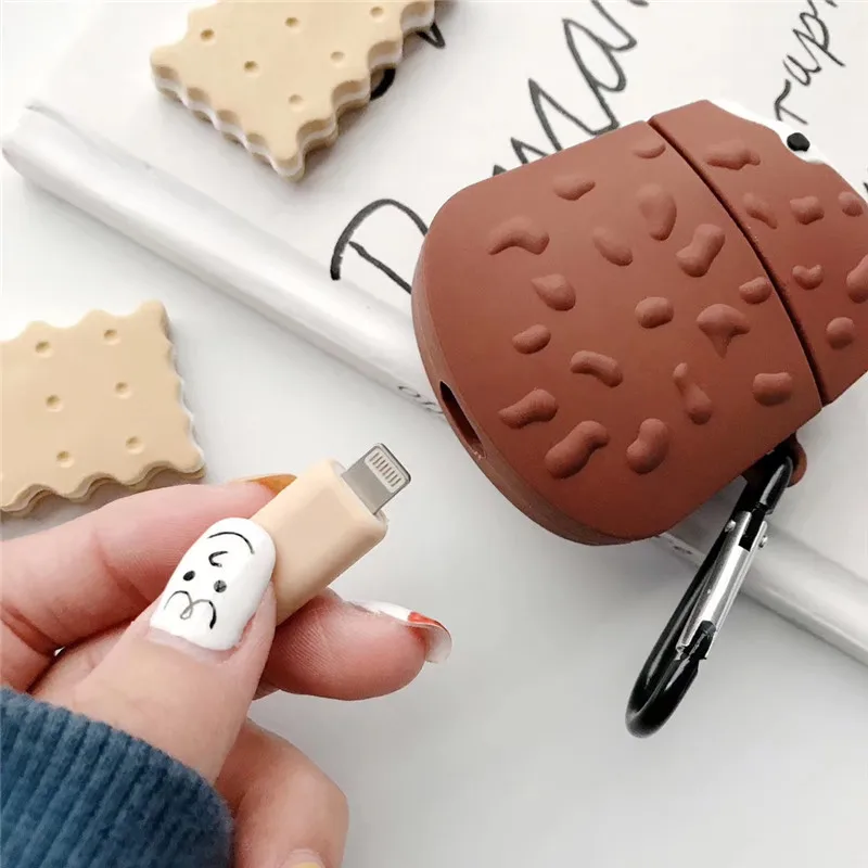 Мягкий силиконовый чехол для наушников с объемным милым мультяшным шоколадом и