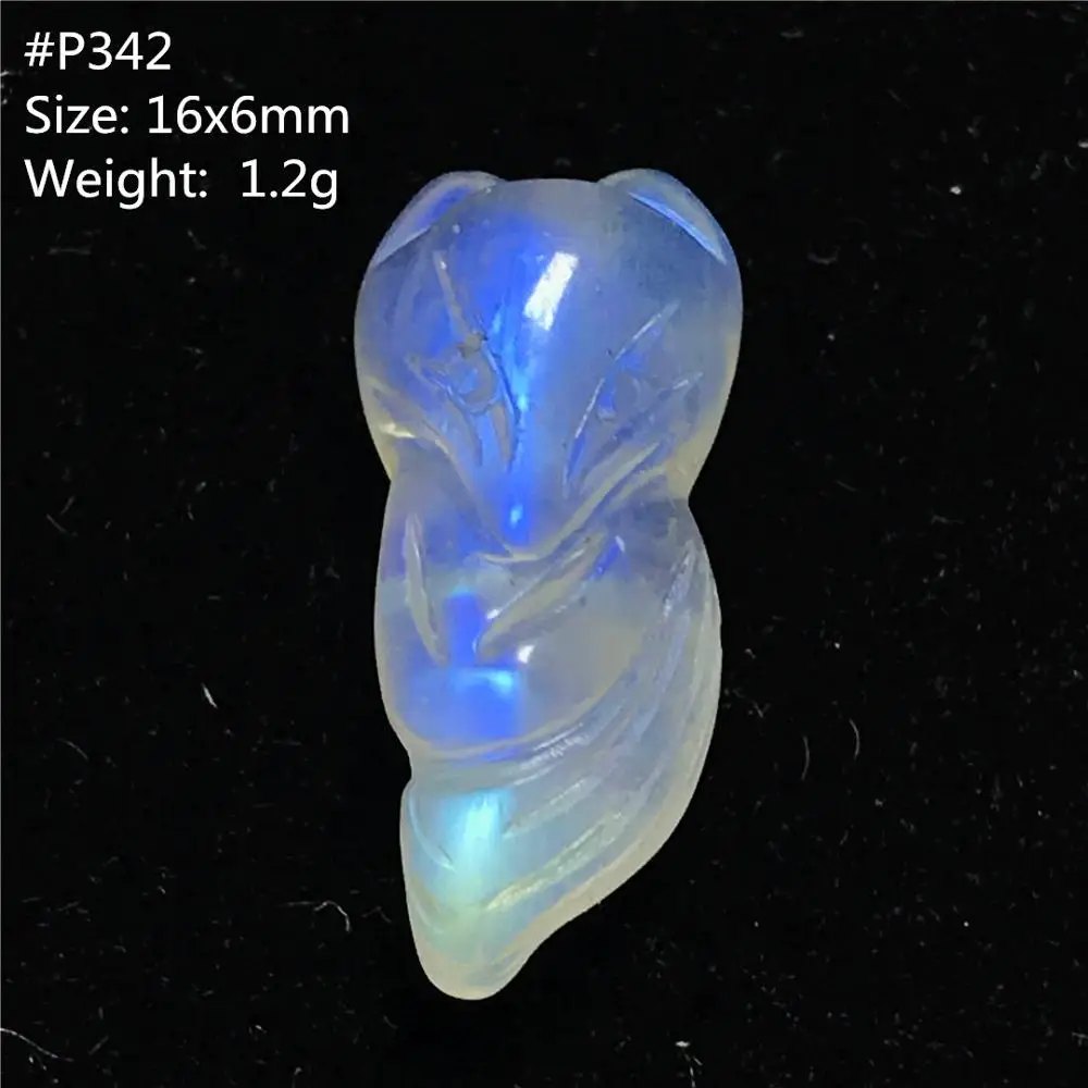 

Натуральная естественный синий свет лунный камень кристалл кулон для женщин и мужчин, с рисунком лисы резные 16x6 мм бусины Исцеление Подароч...