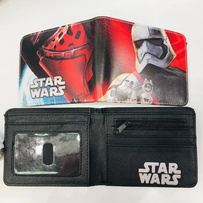 Disney Marvel Animation Money Peripheral Star Wars White Soldier Black Warrior PU Leather Wallet Boy Durable Short Wallet Gift