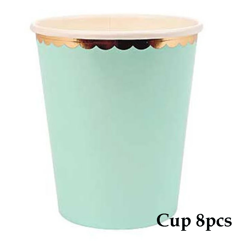 cups 8pcs Розовое золото серии позолота вечерние одноразовая бумажная посуда стакан с соломинкой День рождения Свадебные розовые вечерние сувениры Декор поставки - Цвет: cups 8pcs
