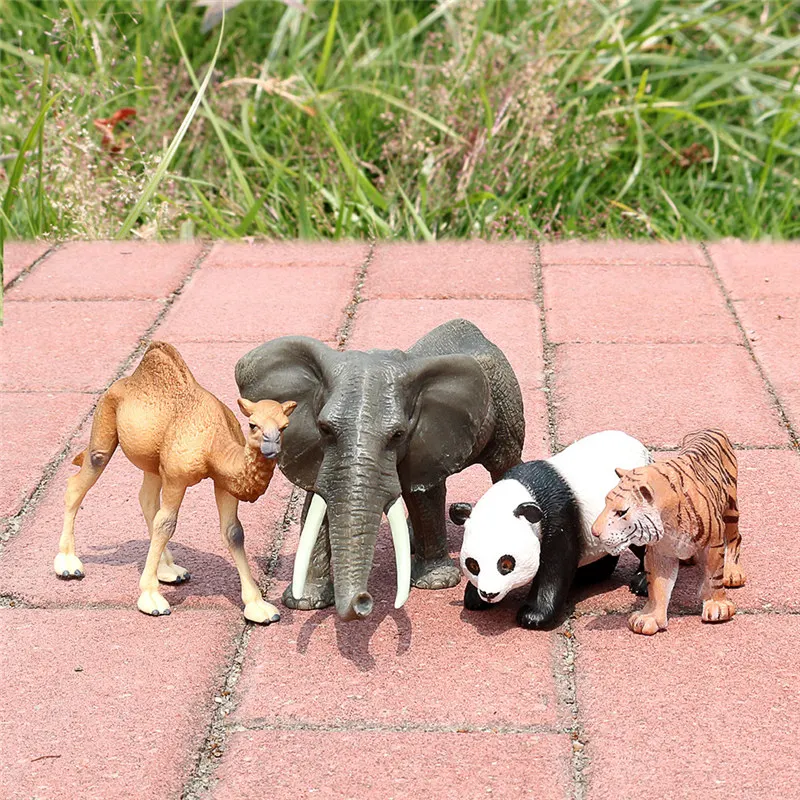 2021 Wild Jungle Zoo Animals Model ABS Action Figures Wolf Bear Hippo Chimpanzees Horse Educational toys for children Gift |