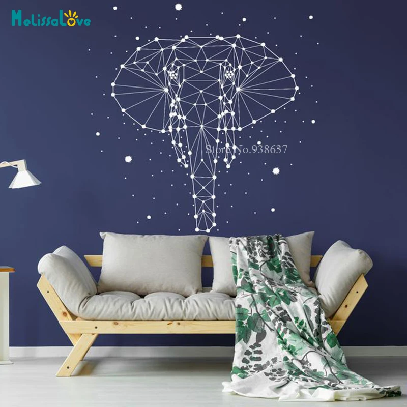 

Elephant Stars Constellation Vinyl sticker Handmade Living Room Baby Room Decal Waterproof Removable Wall Sticker BB465