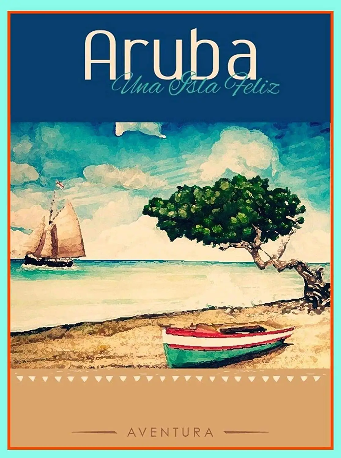 

Металлическая табличка на стену, Карибский Аруба, Ула, индийский, счастливый, голландский, американский, для путешествий, реклама, художеств...