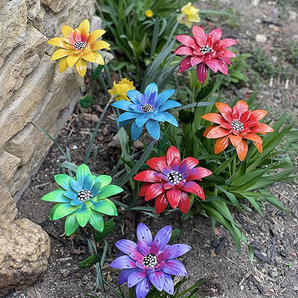 

1PC Metal Daylily Flower Garden Stakes Iron Crafts decor Hand Forged Metal Garden Art Home yard garden patio Decoration