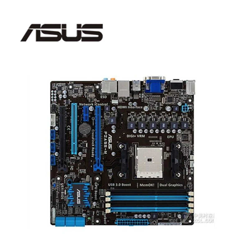 Для ASUS F2A55 M материнская плата Socket FM2 DDR3 для AMD A55M A55 оригинальная десктопная SATA II б/у