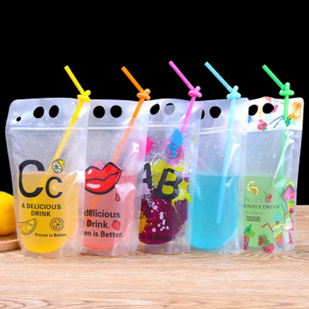 

500Pcs Stand Up Matte Plastic 400-500ml Zip Lock Recyclable Beverage Packaging Bag Spout Bag Drink Juice Jelly Beer Pack