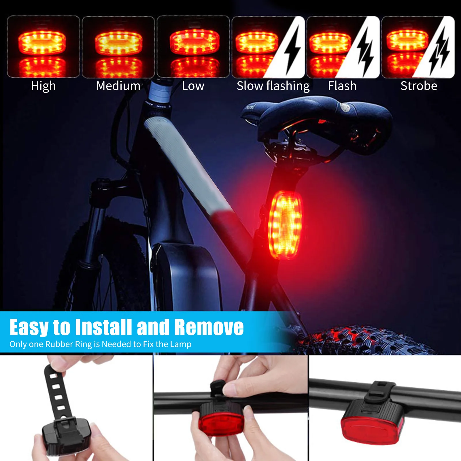 

10 Light Modes Bike Headlight Taillight Set for Safe Night Riding, Cycling, USB Rechargeable LED Bicycle Front & Rear Light Set