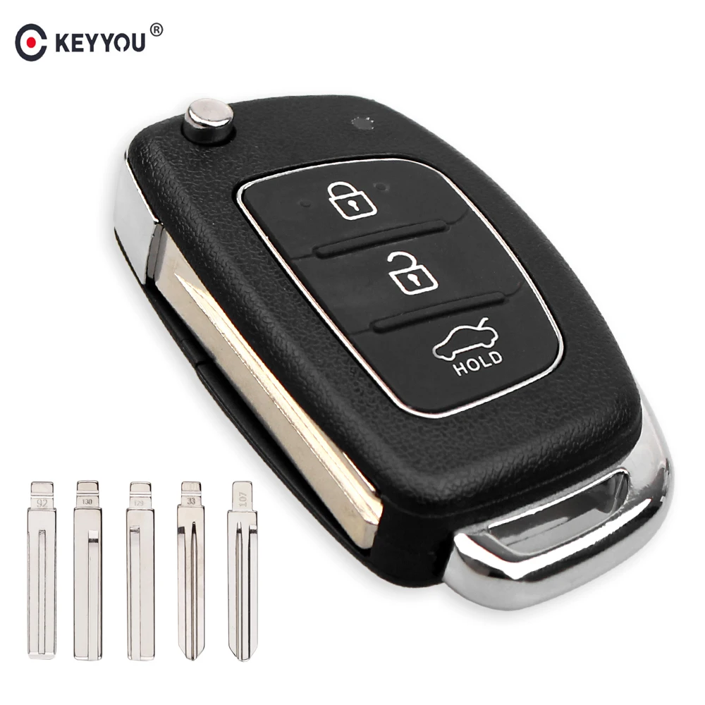Складной чехол KEYYOU для автомобильного ключа с 3 кнопками Hyundai Solaris Ix35 Ix45|Ключ от