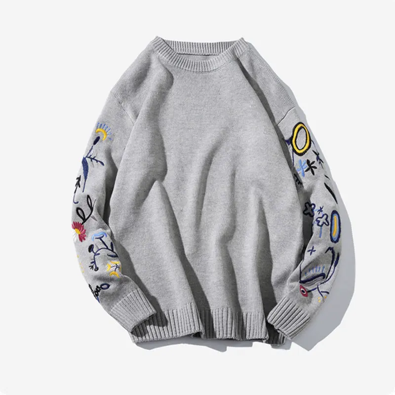 Новинка 2019 осенне зимний брендовый мужской свитер с вышивкой мужские вязаные