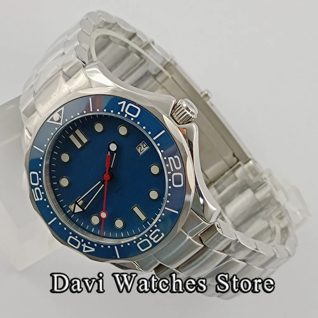 Часы мужские с синим циферблатом стерильные наручные часы сапфировым