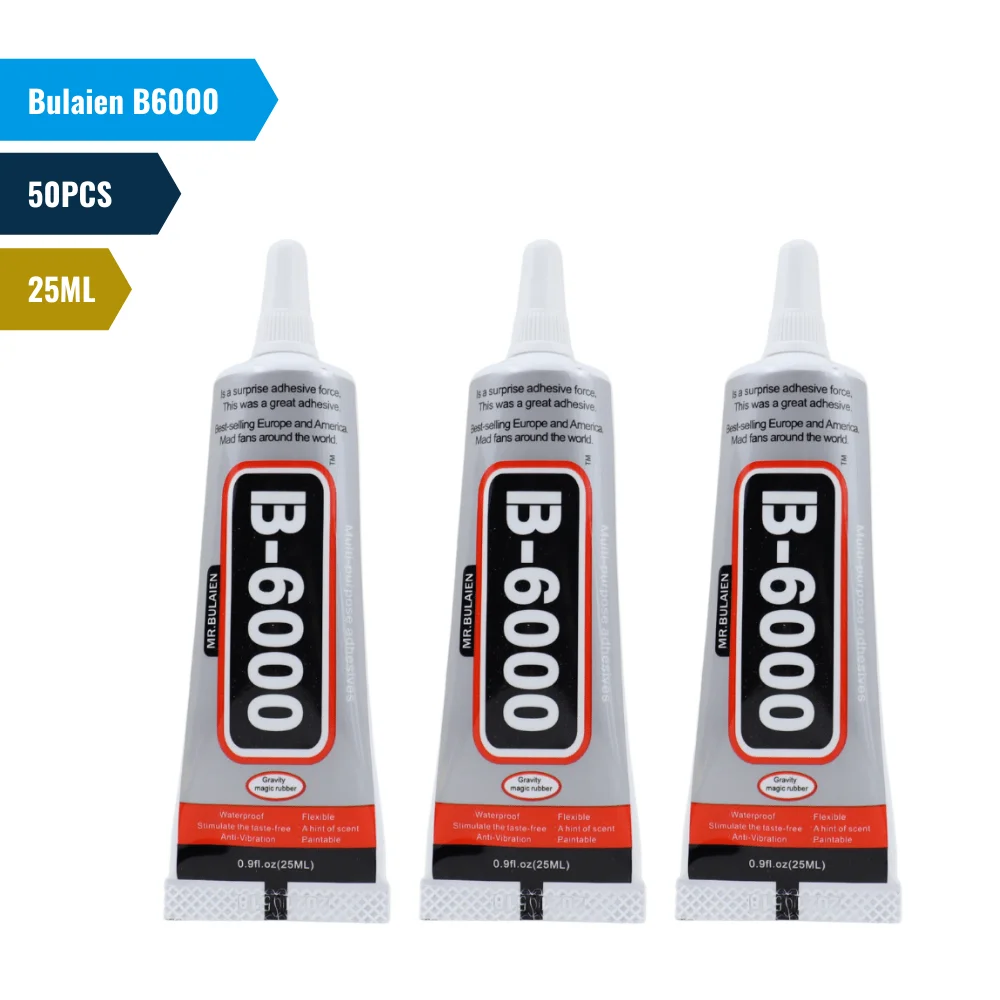 50PCS Bulaien B6000 25ML Clear Contact Phone Repair Adhesive Multipurpose DIY Glue With Precision Applicator Tip