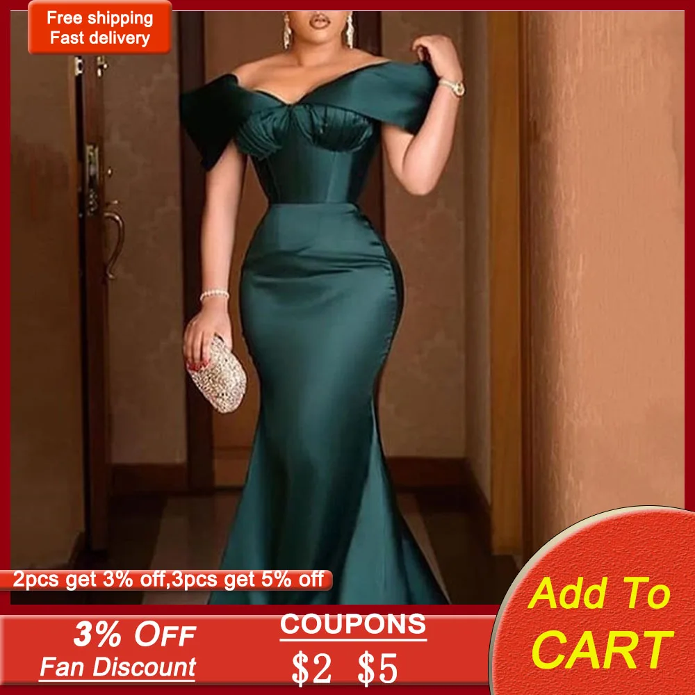 Женское платье Русалка с V образным вырезом длинное в африканском