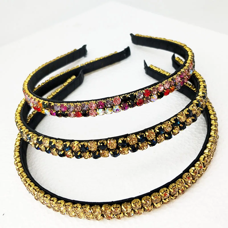 Мода 4 ряда со сверкающими стразами Hairband женский супер флэш двойной с украшением в виде кристаллов боковые волосы головная повязка, аксессуары для волос