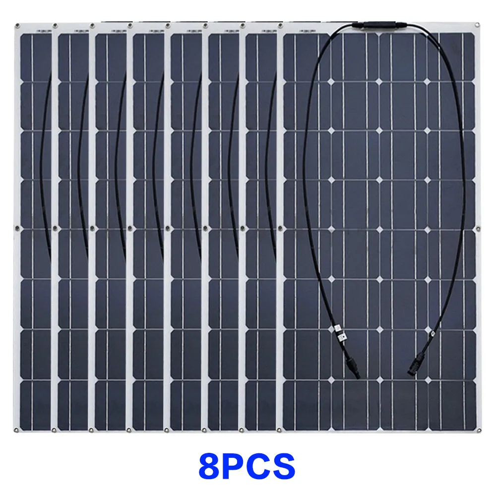 800W solar panel Комплект из 2 предметов, 4 шт. 10 шт. 100 Вт солнечная панель солнечных батарей Гибкая солнечная батарея солнечных батарей для автомобиля/яхты/пароход 12V 24 вольт постоянного тока 100 ватт Солнечная Батарея - Цвет: 800W solar panel