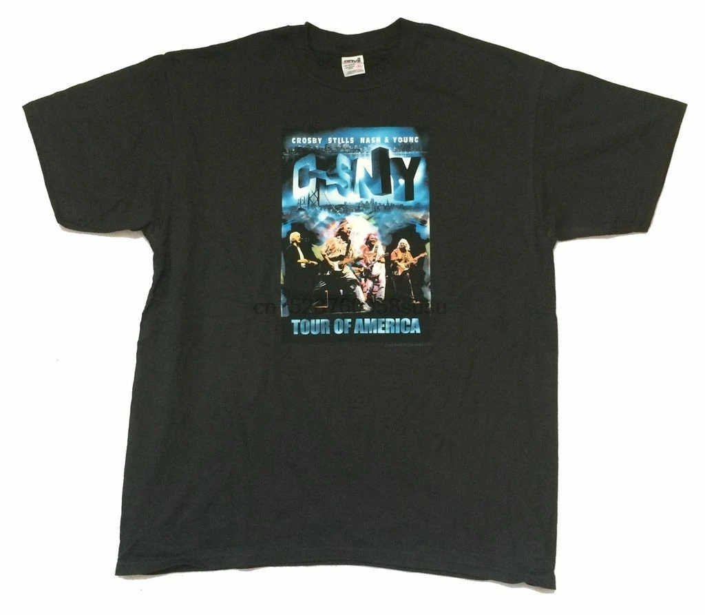 Crosby Stills Nash Young Tour Of America 2002 черная футболка новый официальный Csny|Мужские футболки| |