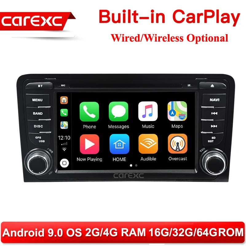 CarExc 2 Din Android 9 0 автомобильный мультимедийный плеер Поддержка беспроводной CarPlay
