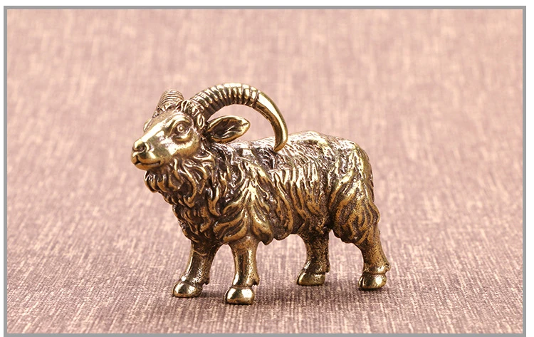 

New Copper Goat Figurines Living Room Office Desktop Ornaments Antique Brass Animal Art Bronze Miniatures Home Decoration Crafts