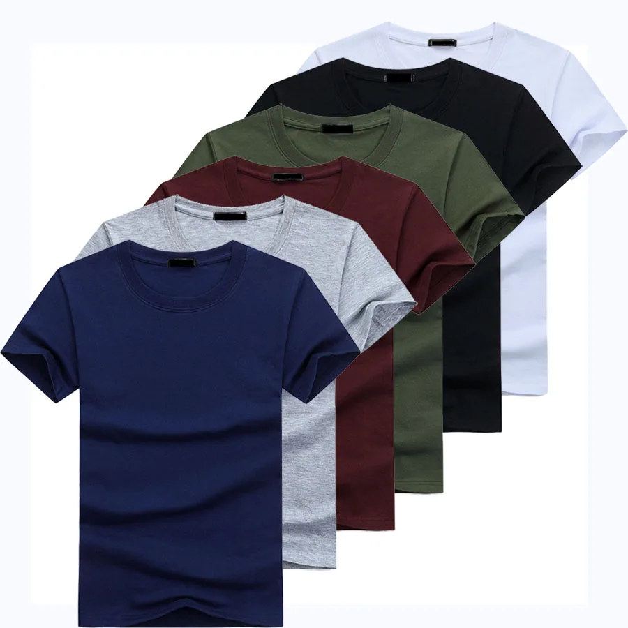 

2021 6pcs/lot High Quality Fashion Men's T-Shirts Casual Short Sleeve T-shirt Mens Solid Casual Cotton Tee Shirt Summer Clothing