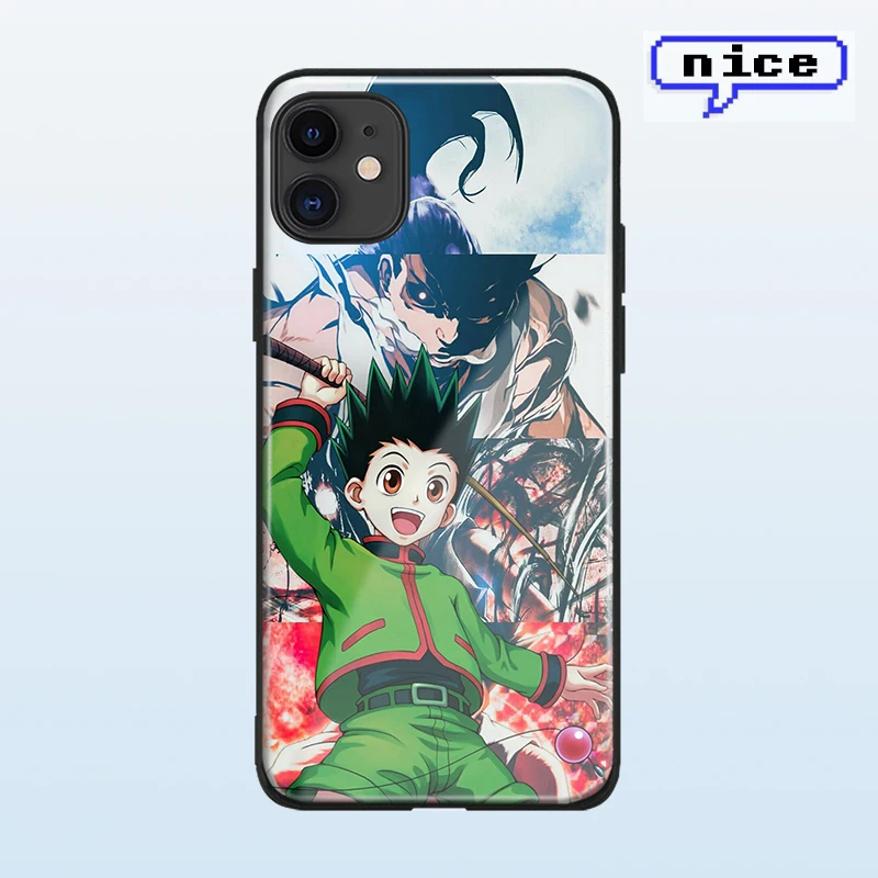freecss gon hunter x hunter anime cover for iphone se 6s 7 8 x xr xs 11 pro max samsung s note 10 20 plus glass phone case shell free global shipping