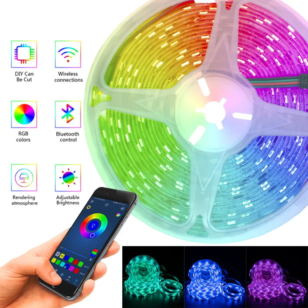 

Bluetooth LED Lights Strips RGB 5050 SMD Waterproof Flexible Tape Diode DC12V 5M 10M 15M 20M Remote Control+Adapter WIFI Luz Led