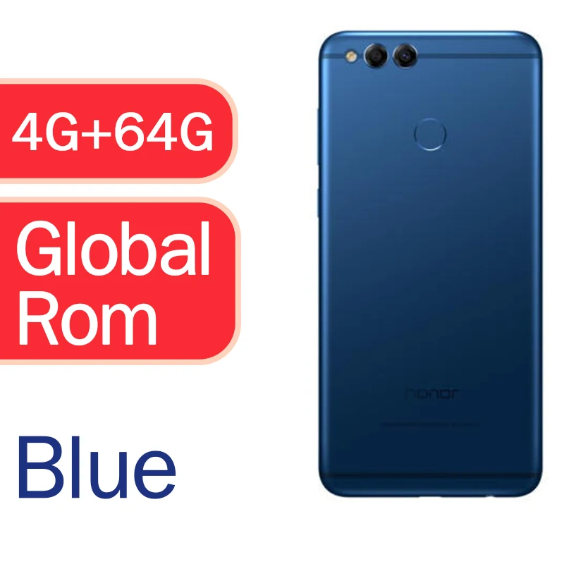 4g64 blue Honor 7X Восьмиядерный двойной тыловой камеры 3340mAh 5.93in 2160*1080 P отпечаток пальца - Цвет: 4g64 blue