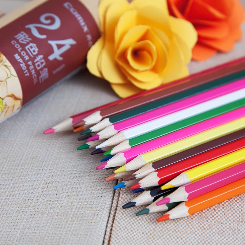 Карандаши цветные из натурального дерева 24 цвета/набор|Цветные Карандаши| |