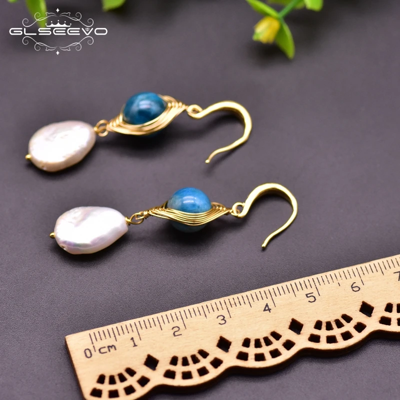 GLSEEVO натуральный пресноводный барочный жемчуг серьги женские нефритовый крюк