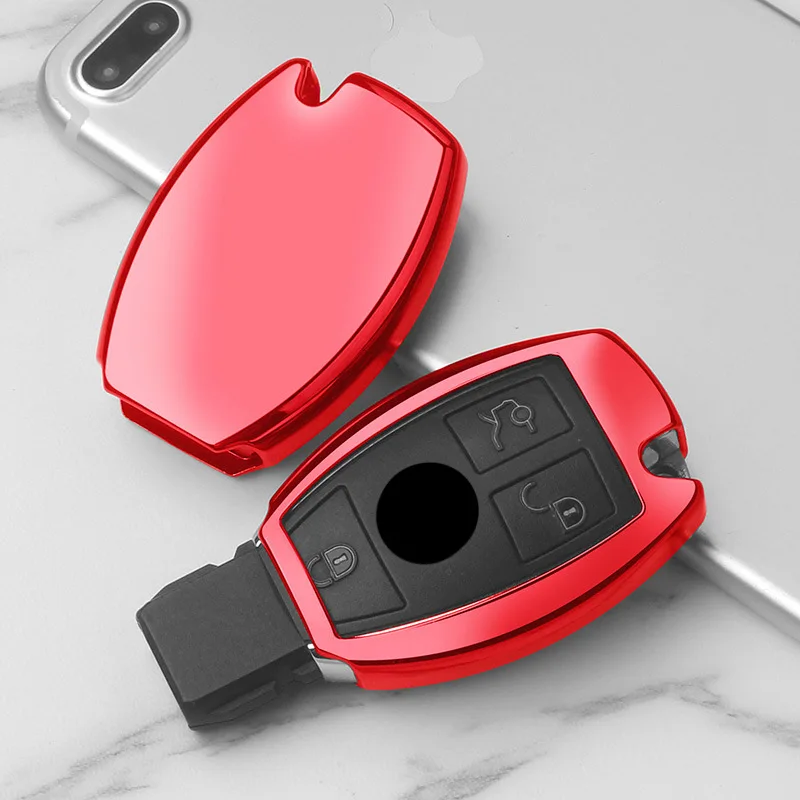 

New TPU Car Key Cover Case Shell Bag Protective Key Ring Chain For Mercedes Benz C Class W205 GLC GLA Car Accessories