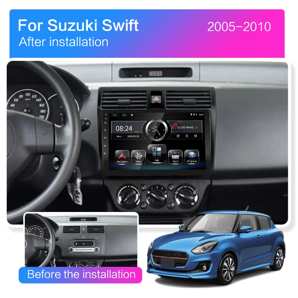 Автомобильный DVD мультимедийный плеер 2 Гб ОЗУ Android 10 1 дюйма для suzuki swift 2005 2006 2007 2008