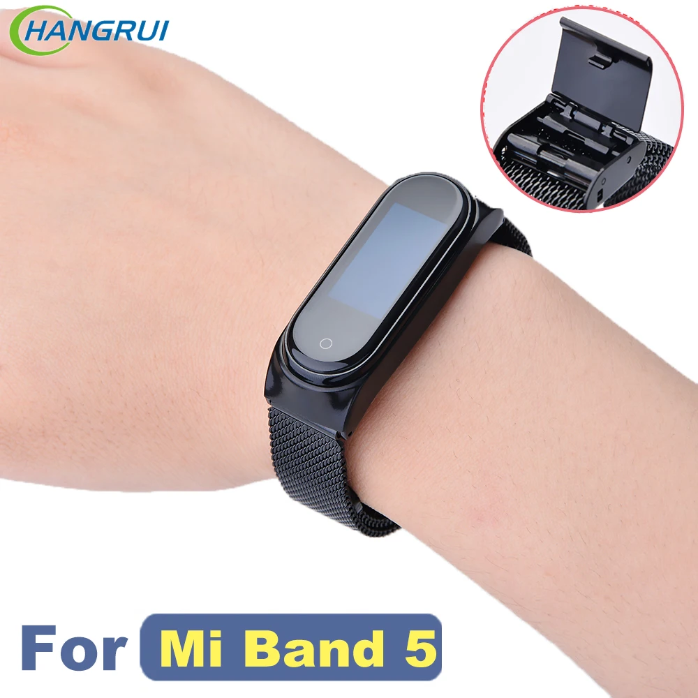 Металлический ремешок для XiaoMi Mi Band 5 Correa браслет из нержавеющей стали без винтов