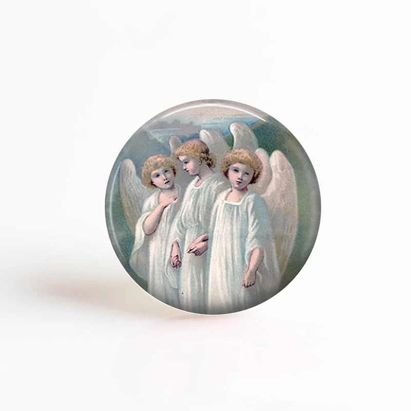 Круглый Стеклянный кабошон 25 мм 5 шт./лот кулон Дева и ангелы религиозные