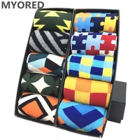 myored drop shipping colorful fashion mens socks combed cotton funny crew socks for men calcetines de hombre